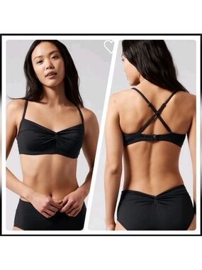Athleta Hampton Black Twist-Front Bikini Top with adjustable Straps